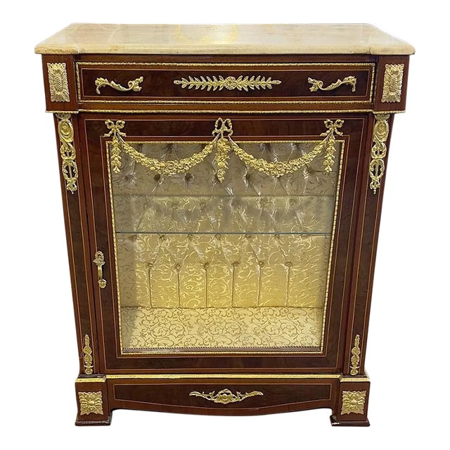 1990s French Rococo Style Gold Leaf Vitrine Cabinet For Sale