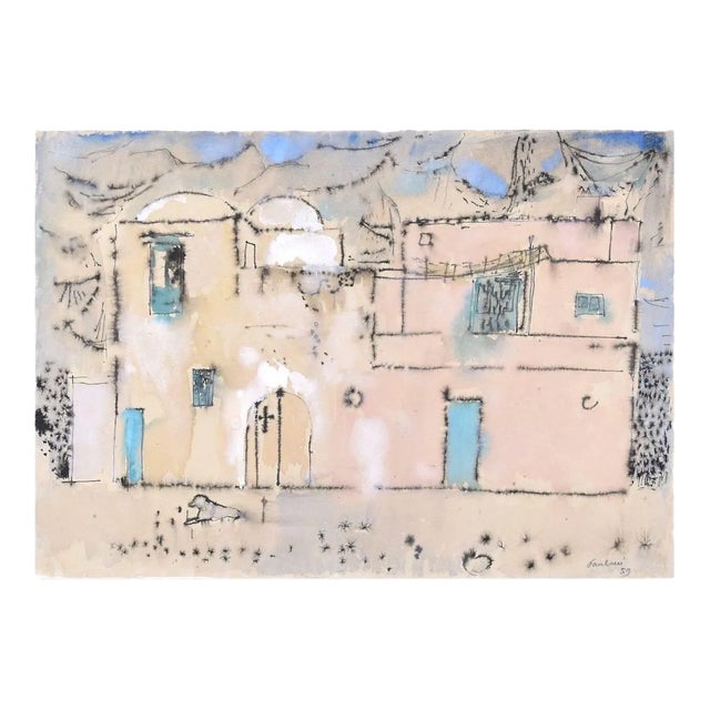 Town - China Ink and Watercolor - 1959 1959 For Sale