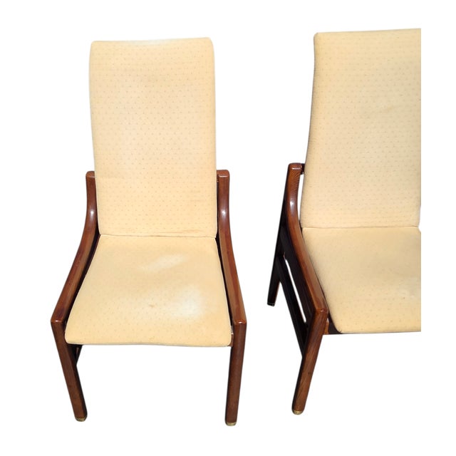 1980s 1980s 2 Henredon Scene One Campaign Dining Room Side Chairs MCM Oak Brass For Sale - Image 5 of 15