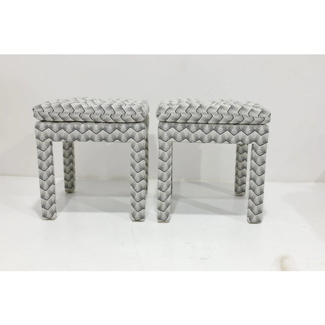 Mid 20th Century Pair of Pillow Top Ottomans in Kelly Wearstler Fabric For Sale - Image 5 of 8