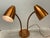 Vintage 50's steel double gooseneck desk lamp with rare brushed copper finish. Features flexible necks that adjust to any...