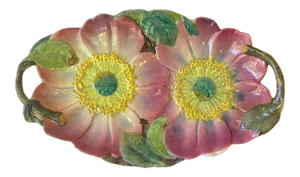 Majolica Wild Rose Platter Massier Jerome Massier Fils, circa 1900