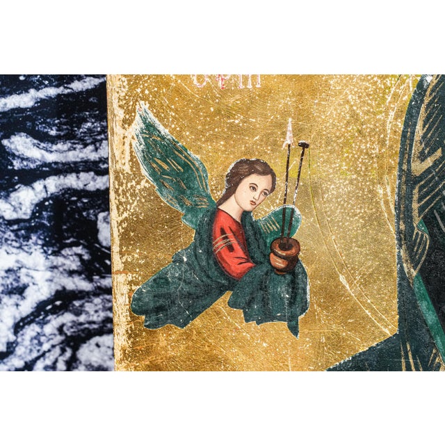 1960s Stunning Large Icon of Our Lady of Perpetual Help Catholic Christianity Painting of Virgin Mary and Baby Jesus For Sale - Image 9 of 15
