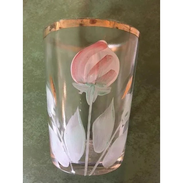 Antique Northwood Handblown Hand-Painted Pitcher & 4 Glasses For Sale In Louisville - Image 6 of 13