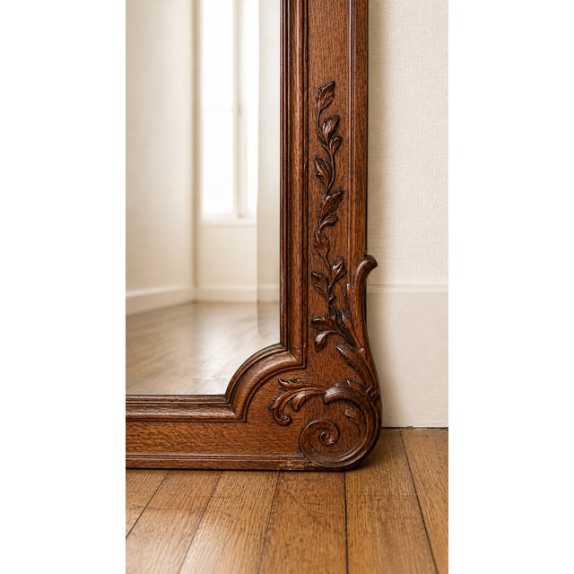Large Vintage Oak Fireplace Mirror, 1940 For Sale - Image 3 of 6