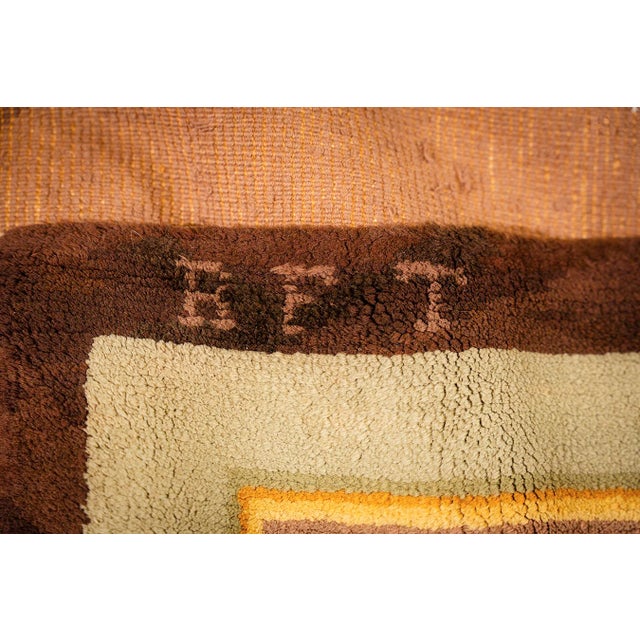French 1820s Green Large-Scale Medallion Flatwoven Formal Neoclassical French Savonnerie Rug For Sale - Image 3 of 8