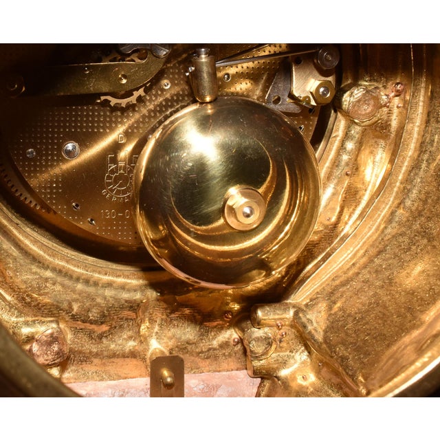 Brevettato Italian Baroque Style Brass Marble 8Day Mantel Clock With