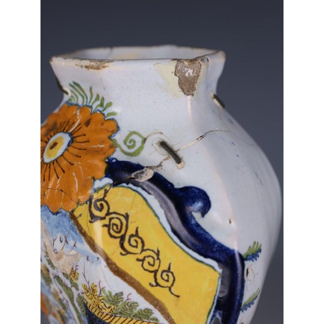 Mid 18th Century 18th Century Dutch Delft Polychrome Covered Pot with Bird Finial, 1760 For Sale - Image 5 of 18