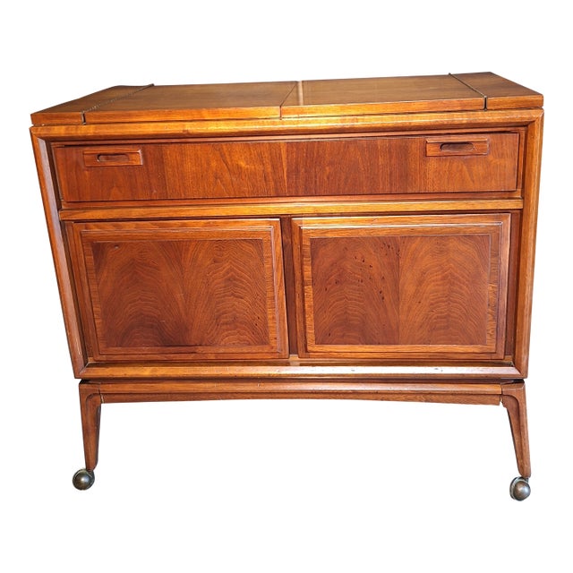 Mid 20th Century Modern Walnut Flip Top Server For Sale