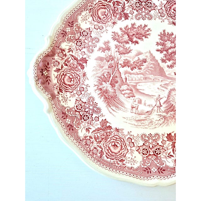 Vintage Pink Burgenland Ceramic Serving Platter with Handles from Villeroy & Boch, 1950s For Sale - Image 3 of 5