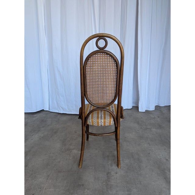 Vintage Bentwood Chair in Fabric and Cane Backrest, Yugoslavia, 1970s For Sale - Image 6 of 18