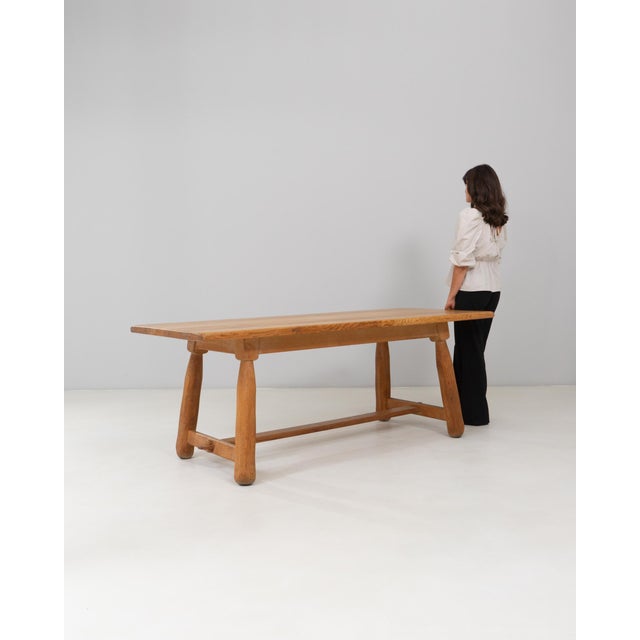 20th Century Belgian Oak Trestle Dining Table For Sale In Greensboro - Image 6 of 18