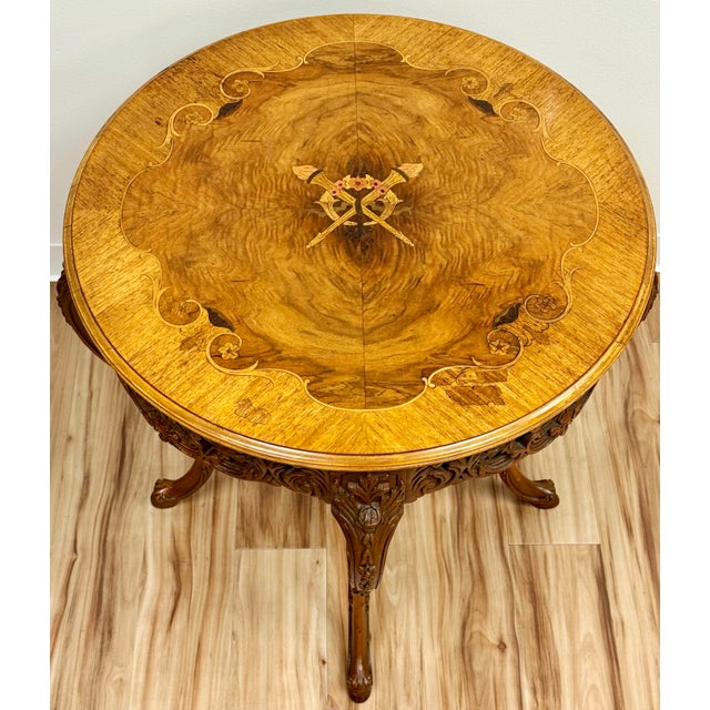Antique Round French Louis XV Style Carved Wood Center Table For Sale In Kansas City - Image 6 of 13