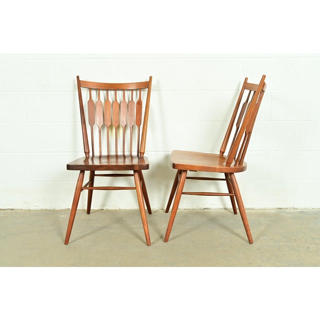 Kipp Stewart for Drexel Declaration Sculpted Walnut Dining Chairs, Set of Four For Sale - Image 10 of 12
