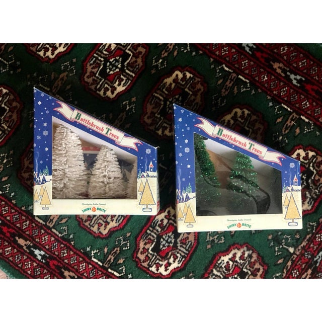 Metal Mid 20th Century Christopher Radko Shiny Brite Bottle Brush Trees in Boxes- a Pair For Sale - Image 7 of 8