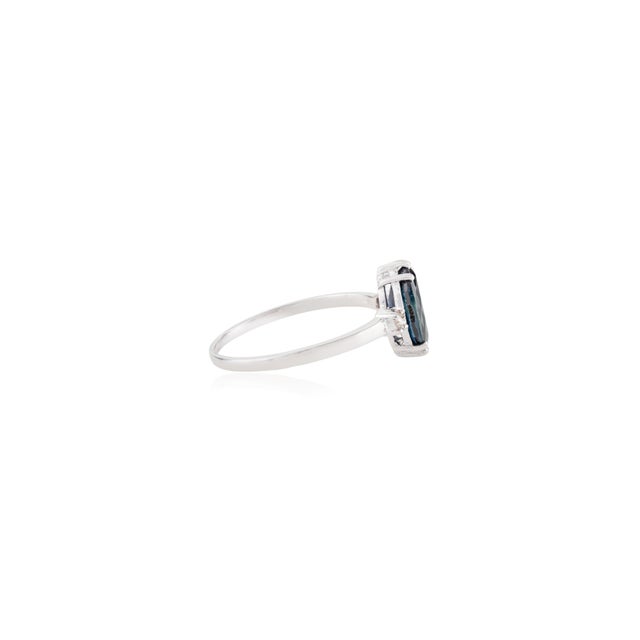 Not Yet Made - Made To Order Vintage 14k Gold Deep Blue Sapphire & Diamond Navette Ring Size 6 For Sale - Image 5 of 13
