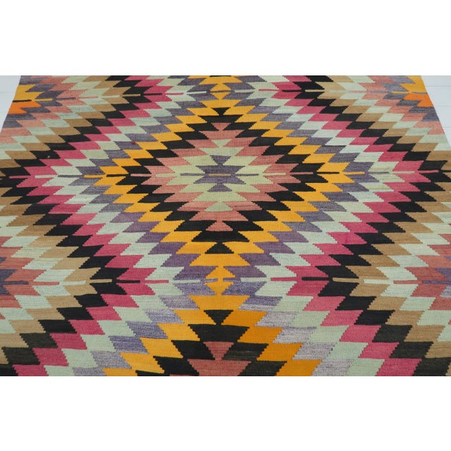 Mid 20th Century Vintage Turkish Kilim Rug-5′7″ × 11′8″ For Sale - Image 5 of 13