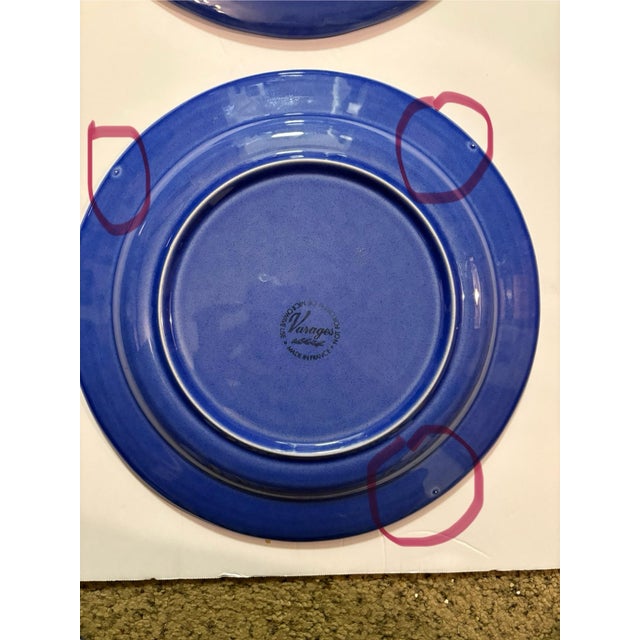 Set of 2 Varages France 11” Luberon Cobalt Blue Faience Dinner Plates – Provençal French Country For Sale - Image 10 of 11