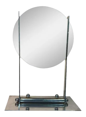 Donald Deskey Art Deco Round Table Mirror on Nickel Bronze Stand