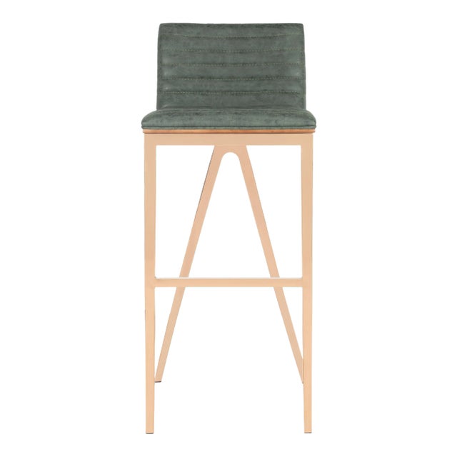 Modern Barstool in Ash Green & Copper For Sale