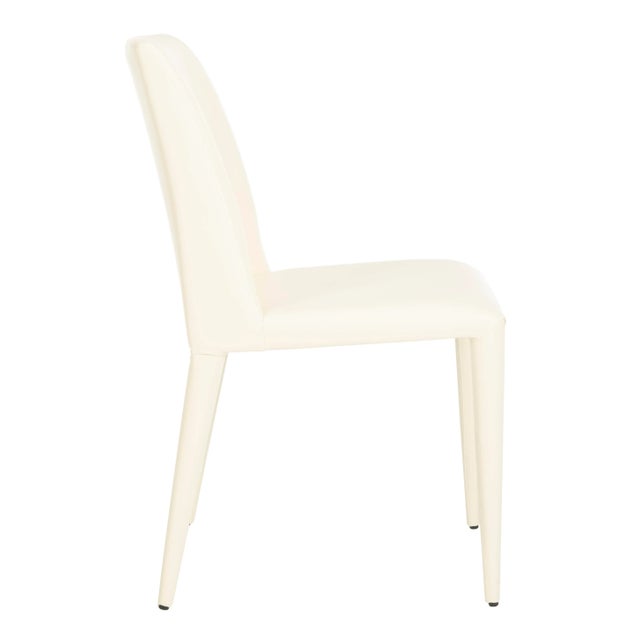 18'' Leather Side Chair , Buttercream - a Pair For Sale - Image 4 of 9