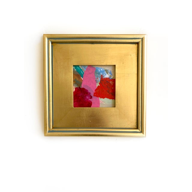 2020s Curated Set of 3 Framed Mini Paintings in Pink, Blue and Red For Sale - Image 5 of 9