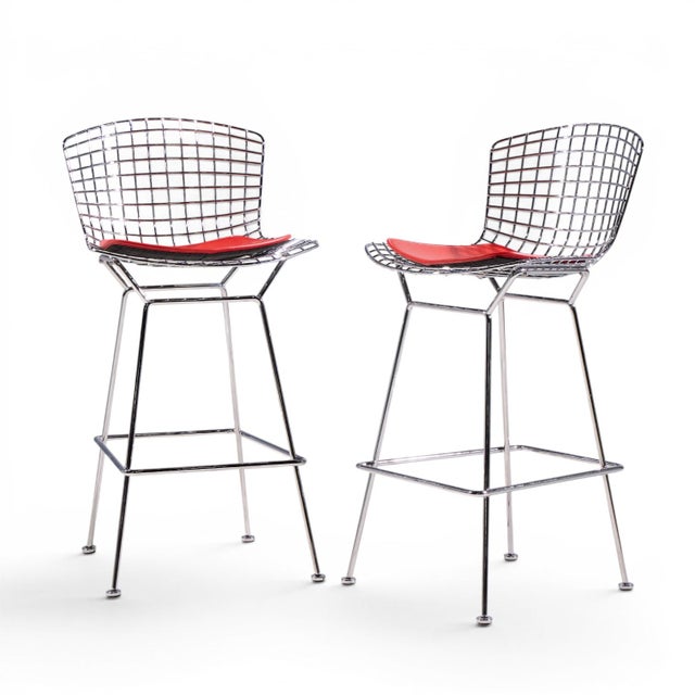 Mid-Century Modern Harry Bertoia for Knoll Mid Century Chrome Bar Stools - Pair For Sale - Image 3 of 15