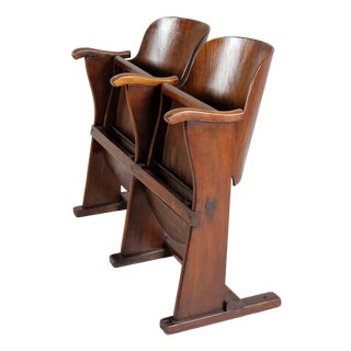 Vintage Cinema Seats in Beech, 1940s For Sale