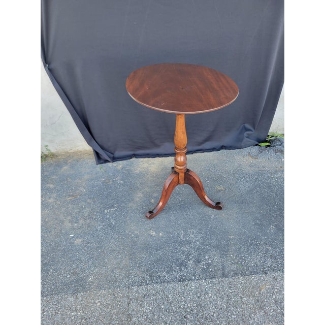 19th Century American Cherry Candle Stand Table Refurbished For Sale - Image 10 of 18
