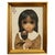 An original and authentic oil on panel portrait painting of a beautiful young girl and her cat by American artist Margaret...