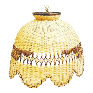 Vintage Rattan Hanging Lamp For Sale