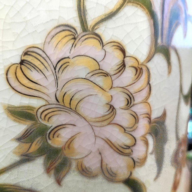 Restored Vintage Chinese Lamps Crackled Porcelain With Flowers and Leaves - A Pair For Sale - Image 15 of 17