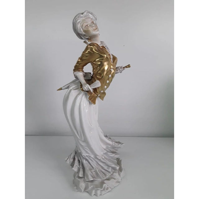 Silvio Righetto Cacciapuoti 1935 Noble woman Large ceramic in perfect state of preservation MeasuresCm 40 h x cm 15 base...
