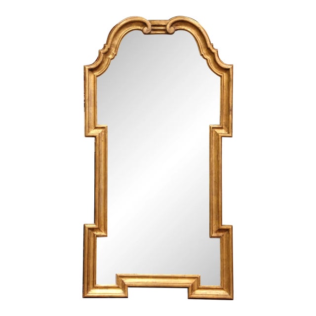 Mid-Century Italian Neoclassical Carved Giltwood Wall Mirror For Sale