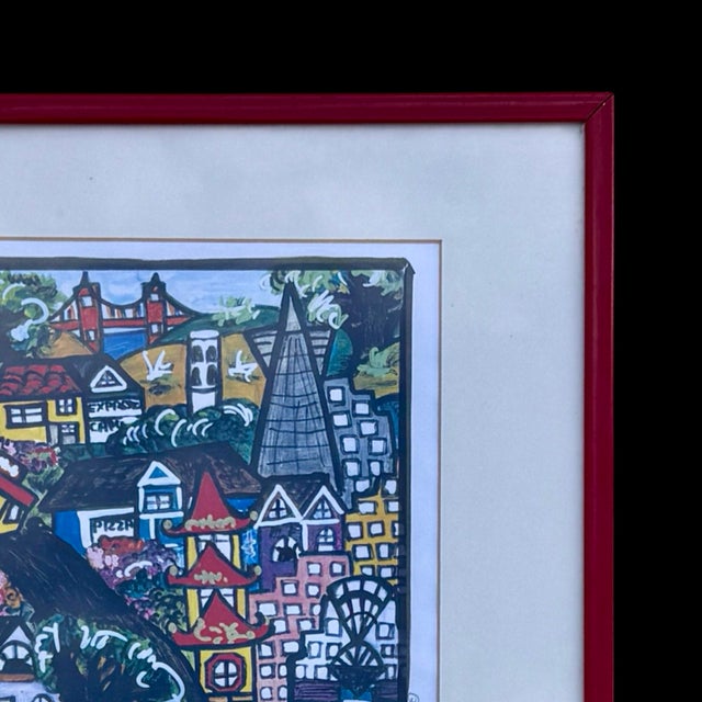 1990s Vintage San Francisco Limited Edition Lithograph by Virginia Travers Original Landscape Abstract Art Signed & Framed For Sale - Image 5 of 8