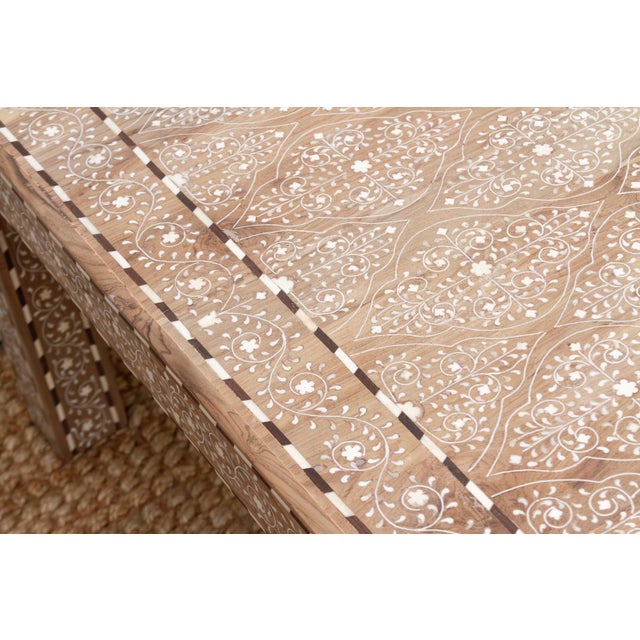 1980s Rare Finely Inlay Geometric Lattice Coffee Table For Sale - Image 5 of 11