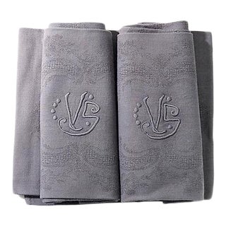 1920s Art Deco "V S" Monogram Dinner Napkins - Set of 10 For Sale