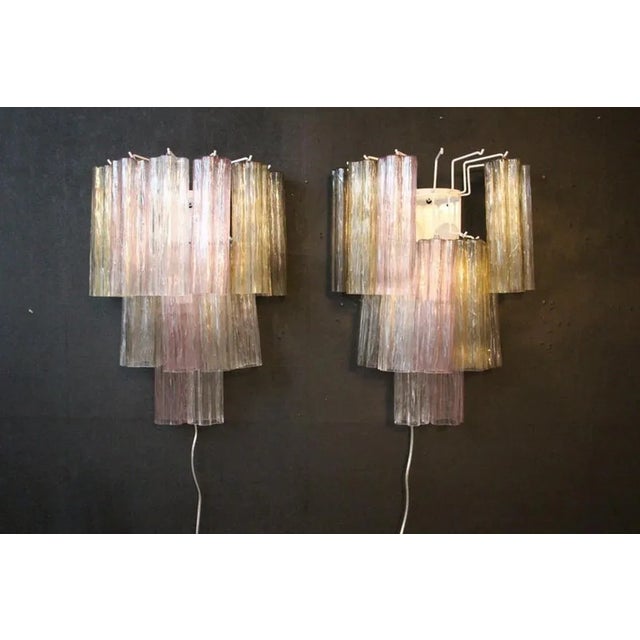 Pink, White, Yellow and Smoked Color Tronchi Wall Lights in the style of Venni, 2000s, Set of 2 For Sale - Image 12 of 13