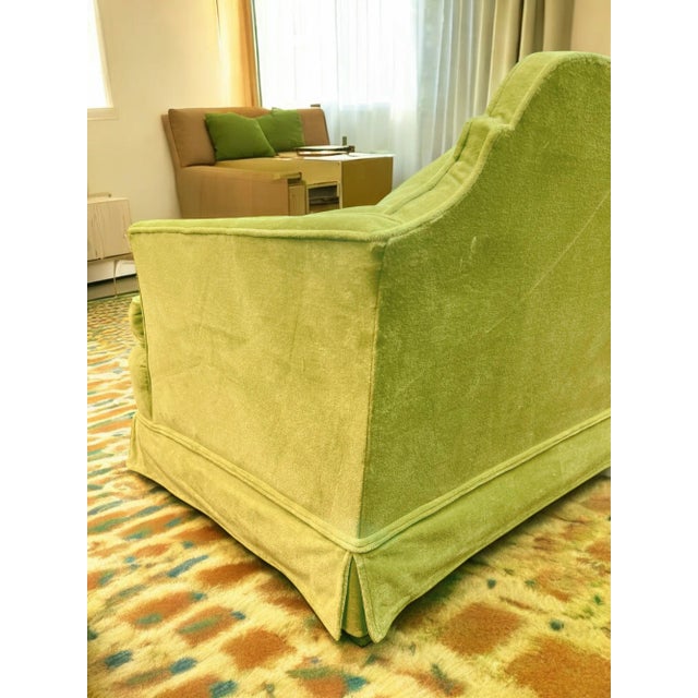 Mid-Century Modern Chartreuse Velvet Sofa For Sale In West Palm - Image 6 of 8
