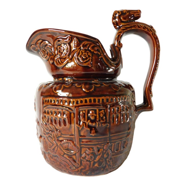 Vintage C1940s Arthur Wood Figural Horse Majolica Pitcher For Sale