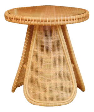 Portofino Side Table in Natural Stained Rattan and Glass by Popus Editions