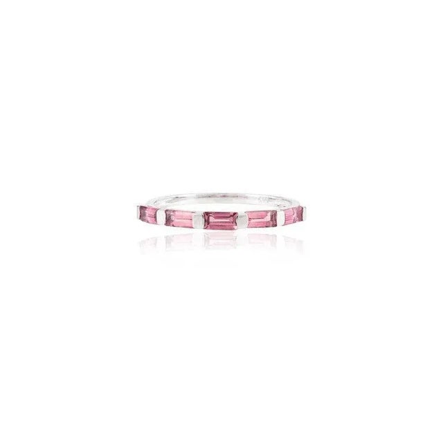 Modern Modern Chic Eternity Band With Baguette Cut Natural Pink Tourmaline Size 9 For Sale - Image 3 of 10