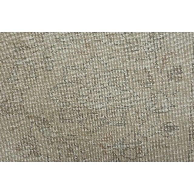 Tabriz Rug 5’11” X 9’2” Beige Wool Vintage Distressed Hand-Knotted Carpet For Sale - Image 4 of 15