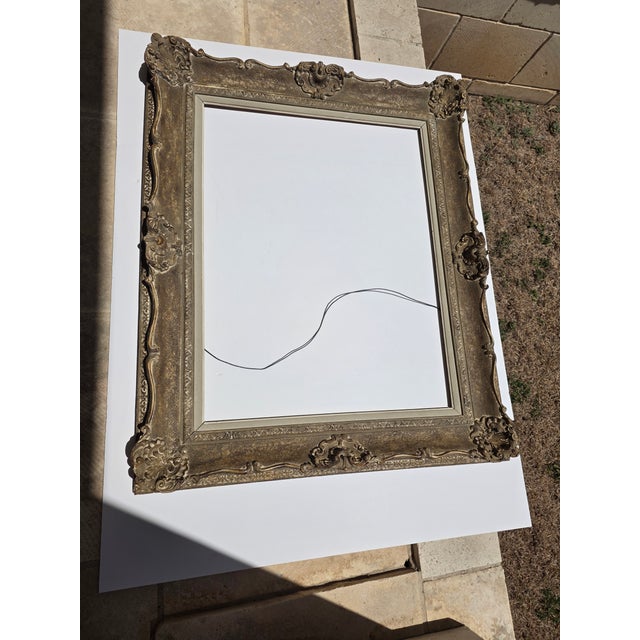Cream Antique Wood Frame With Carved Gesso Details and Painted Finish For Sale - Image 8 of 18