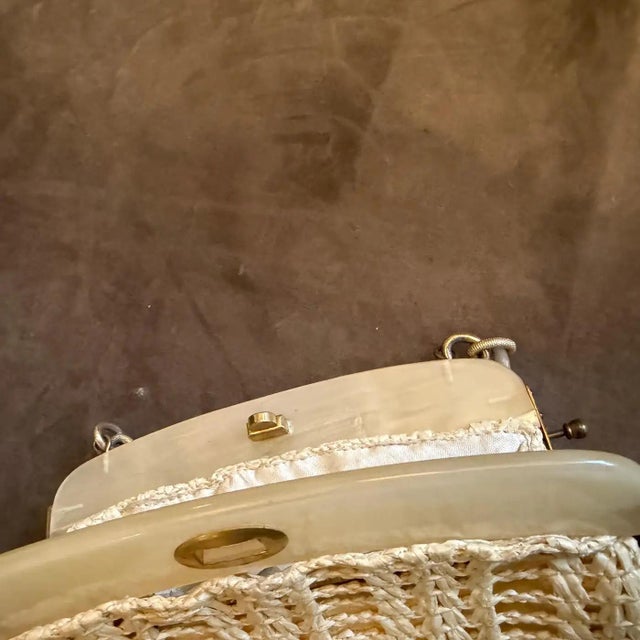 1950s High Quality Bakelite and Woven White Cotton Italian Hand-Bag For Sale - Image 11 of 17