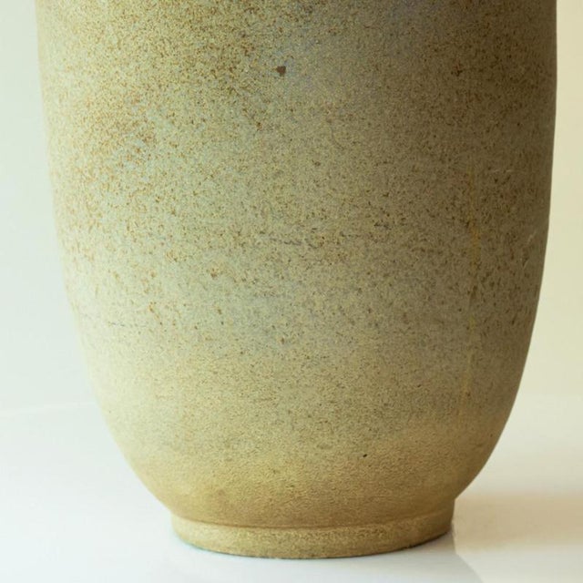 1970s Ovoid Lime Green Ceramic Table or Floor Lamp with Lampshade attributed to R. Houben, 1970s For Sale - Image 5 of 10