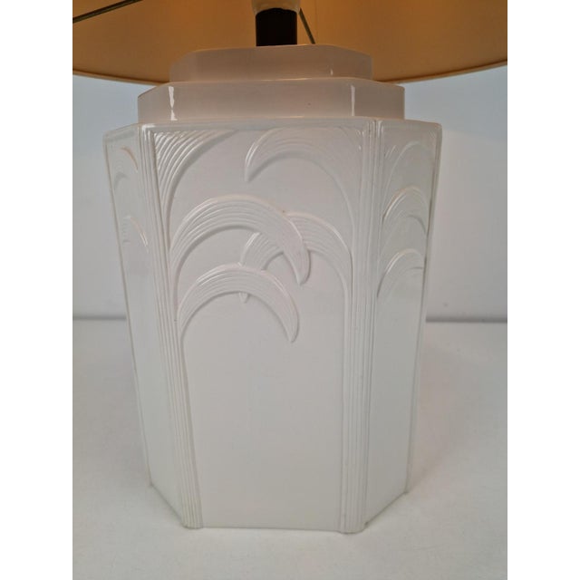 White Ceramic Palm Tree Table Lamp in the style of Serge Roche, 1970s For Sale - Image 11 of 14