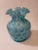 1940s 1940s Fenton Blue Opalescent Coin Dot Vase 8.5” For Sale - Image 5 of 7
