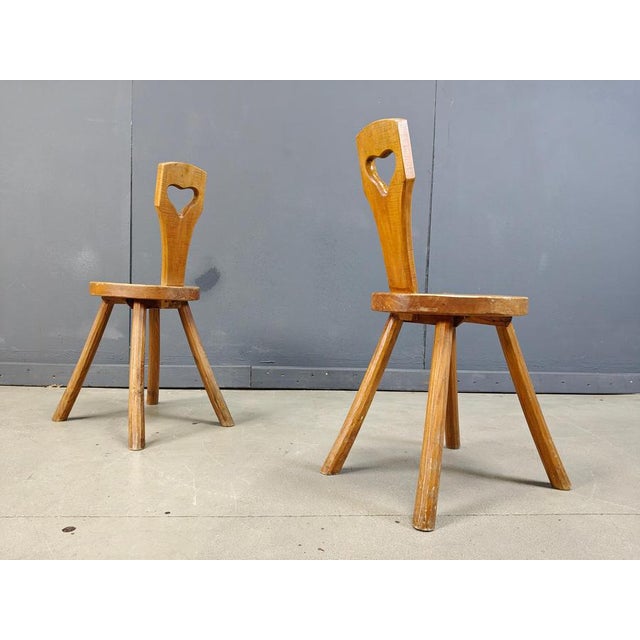 Vintage Brutalist Heart-Shaped Side Chairs, 1960s, Set of 2 For Sale - Image 4 of 9