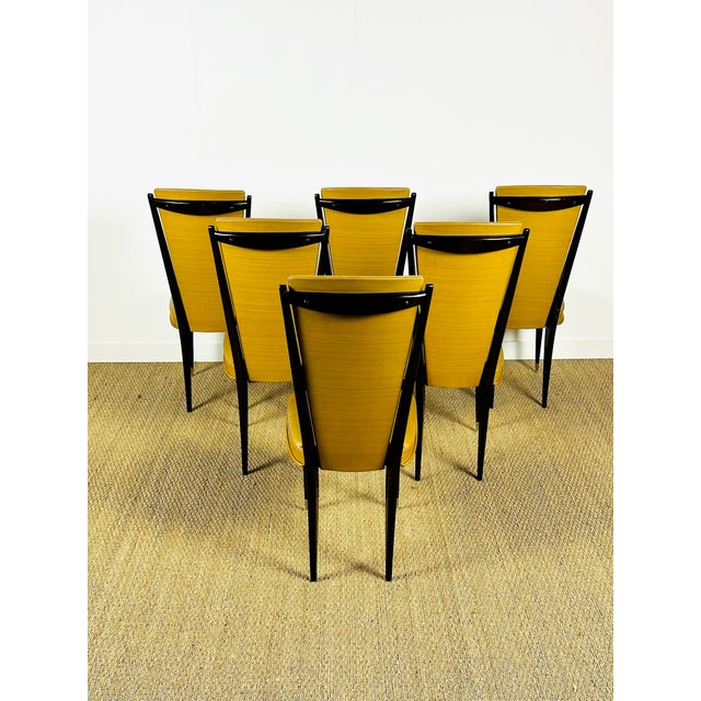 Brown French Art Deco Dining Chairs, 1940, Set of 6 For Sale - Image 8 of 18